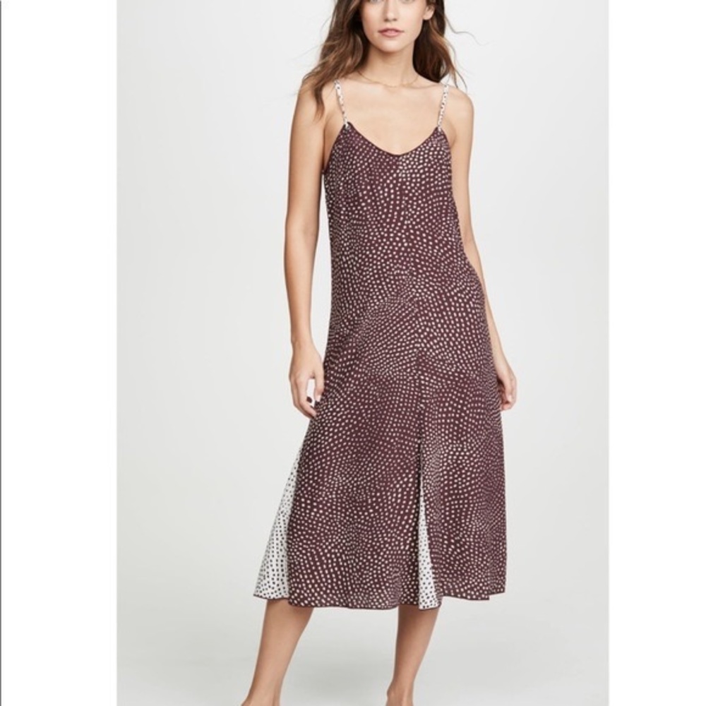 RAG & BONE DIRDRE POLKA DOT SLIP MIDI TANK DRESS SIZE MEDIUM